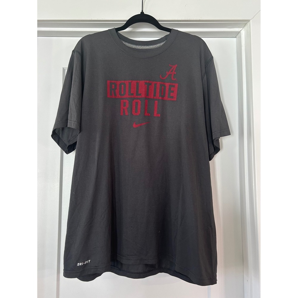 Nike Alabama Crimson Tide Roll Tide Roll Dri-Fit Graphic T-Shirt Mens XXL Gray